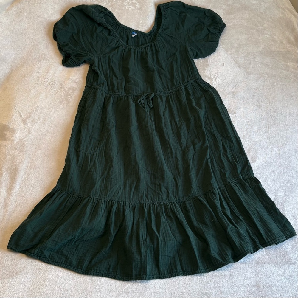 Old Navy Green Puffed Sleeve Midi Dress